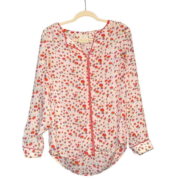 MODCLOTH Podcast Co-Host Floral Blouse Top Falling Blossoms Long Sleeve Medium - Picture 7 of 15